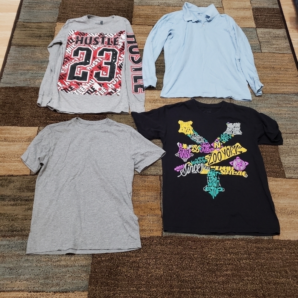 Boys size 18 (S) shirt bundle of 4, 2 short sleeve 2 long sleeve